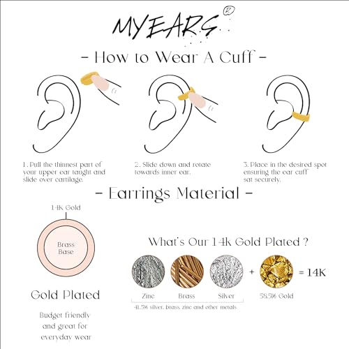Women Ear Cuff Earrings Gold Non Pierced Cartilage Clip on Open Wrap Twist Hoop 14K Gold Plated Simple Hypoallergenic Everyday Jewelry - style: Two-tone
