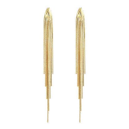 Gold Long Dangle Drop Earrings for Woman,Punk Sleek Metal Chain Tassel Earrings 70s/80s Disco Outfits Accessories Jewelry - color: 1：Gold