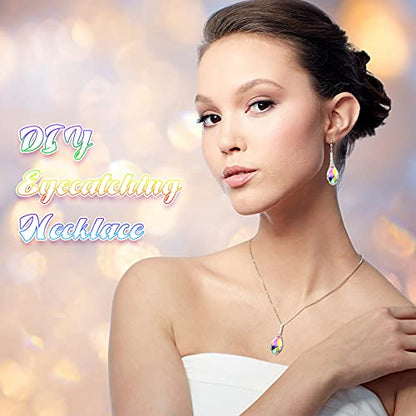 Hicarer 200 Pieces Teardrop Chandelier Crystal Pendants 6 x 12 mm AB Color Rainbow Crystal Beads for Chandelier Jewelry Making DIY Project Earring Necklaces Bracelets - color: AB Color