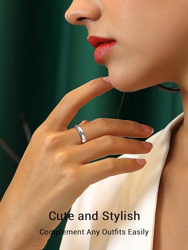 PROSILVER 925 Sterling Silver Adjustable Open Ring for Women, Solid Sterling Silver Stackable Ring, knuckle Finger Ring, Pinky Ring, Come with Box - style: 04 4.5mm Band Ring