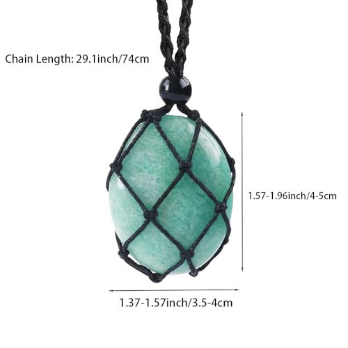 weryerker Natural Gemstone Pendant Necklace Healing Crystal Stone Pendant with Hand-Woven Rope Adjustable for Women Men - color: 1PC Amazonite