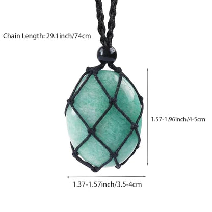 weryerker Natural Gemstone Pendant Necklace Healing Crystal Stone Pendant with Hand-Woven Rope Adjustable for Women Men - color: 1PC Amazonite