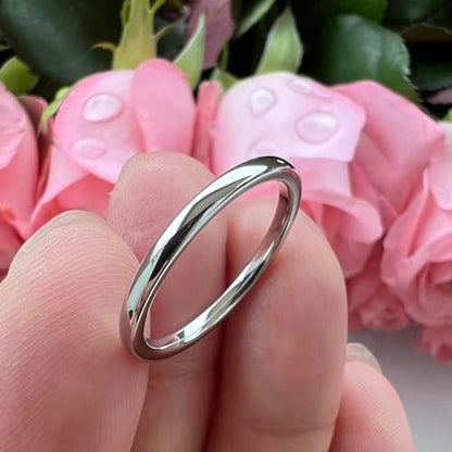 TUTISS 2mm 3mm 4mm 5mm 6mm 7mm 8mm 10mm White Tungsten Rings for Men Women Engagement Wedding Bands Domed Polished Shiny Comfort Fit - color: 2mm White Tungsten