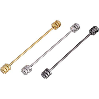 3PCS Copper Collar Bar Shirt Tie Necktie Pins Clip Clasp Lapel Stick Brooch Barbell Screw Cravat Pin - color: Screw