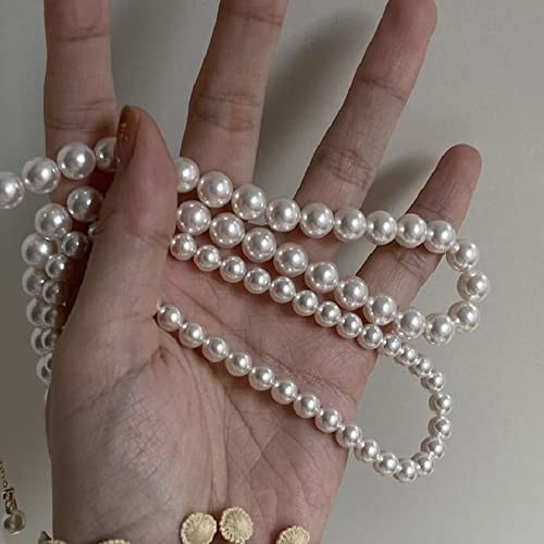 LULII Pearl Necklaces for Women 14K Gold Plated Dainty Layered Single Pearl Necklace Simple Daisy Pearls Choker Cute Gold Necklace Stack Jewelry Sets for Women Trendy Gifts - color: Gold-6mm Pearl