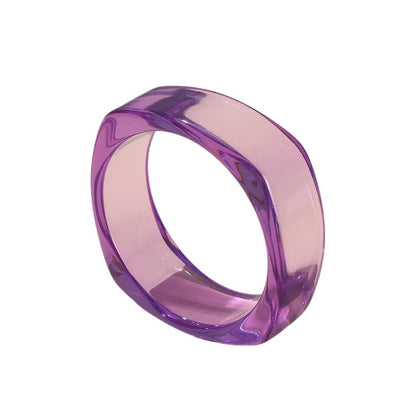 Acrylic Colorful Resin Open Bracelet Geometric Simple Transparent Wide Cuff Bangle for Women Lightweight Colorful Chunky Thick Thin Wide Face Resin Acrylic Cuff Bangle Jewelry - color: A Purple