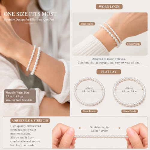 Pearl Bracelets for Women Dainty Baroque Pearl Bracelet White Bridesmaid Bridal Bracelet Wedding Jewelry Gifts for Mother Daughter Matching Outfits - color: A1:pearl bracelet