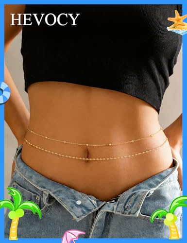 Gold Layered Waist Chain for Women, Adjustable Belly Chain | Adjustable layered waist chain for beach days, summer outfits, festivals, vacations, parties, and daily styling - style: Gold Style 4