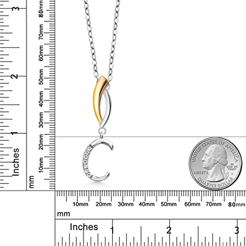 Gem Stone King Initial Pendant Necklace Letter A to Z Alphabet | 925 Sterling Silver | White Moissanite | Gift Women Mother's Day Christmas Wife Mom Girlfriend Anniversary Birthday | By Keren Hanan - style: Initial C
