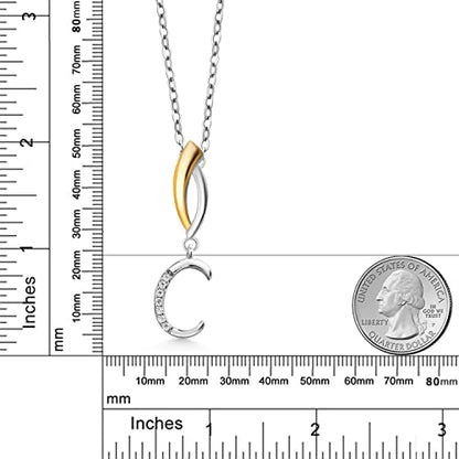 Gem Stone King Initial Pendant Necklace Letter A to Z Alphabet | 925 Sterling Silver | White Moissanite | Gift Women Mother's Day Christmas Wife Mom Girlfriend Anniversary Birthday | By Keren Hanan - style: Initial C