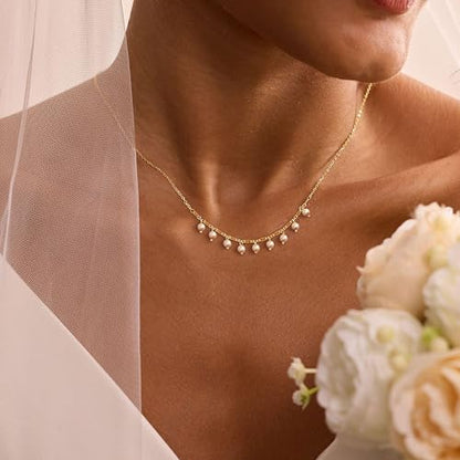 Pearl Necklaces for Women Trendy,14k Gold Plated Pearl Pendant Necklace Dainty Wedding Necklace Small Cute Gold Choker Necklace for Women Non Tarnish Gold Prom Jewelry Fashion Bridesmaids Gifts - color: GD-Lips pearl necklace