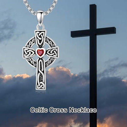 Cross Necklace for Men Women 925 Sterling Silver Cross Pendant Necklace Christian Religious Jewelry Gifts for Anniversary - color: 8-Celtic cross-1