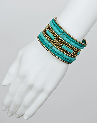 SPUNKYsoul New! Boho Metal Cuff Bangle Bracelets for Women l Collection - style: Teal & Gold
