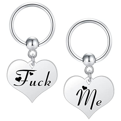 QWALIT Tongue Rings Nipple Rings 14G Nipplerings Straight Barbell Surgical Steel Nipple Piercing Bar Nipple Bars for Women Tongue Bar 16mm 14mm - color: C1: hoop -fuck me