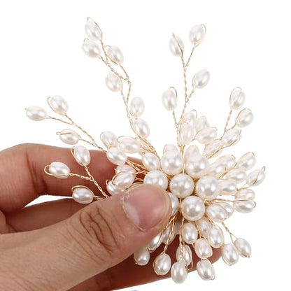 Pearl Brooch Pin Floral Faux Pearl Sweater Clip for Women Button Jewelry Accessory for Dresses and Jackets
