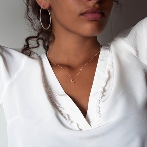 LLWOM Gold Necklace for Women-14k Gold Plated Infinity Necklace Star Of David Necklace Evil Eye Cross Pendants Heart Dainty Gold Necklace For Women - color: Gold-DaintyMoonStar