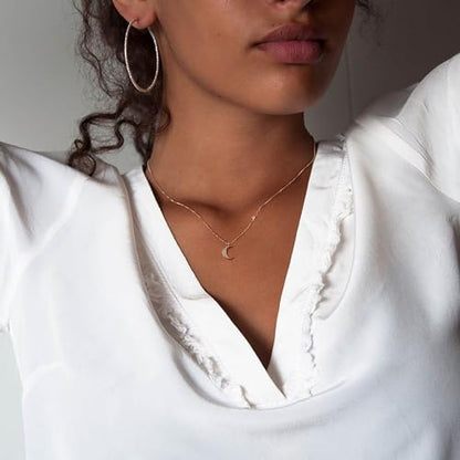 LLWOM Gold Necklace for Women-14k Gold Plated Infinity Necklace Star Of David Necklace Evil Eye Cross Pendants Heart Dainty Gold Necklace For Women - color: Gold-DaintyMoonStar