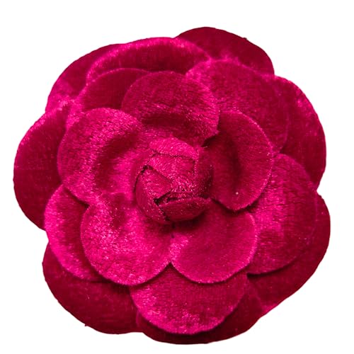 Dainity Camellia Flower Brooch Pin for Women – Elegant Statement Pin for Coat, Scarf, Dress, Hat, Bag – Stylish Chic Accessory Gift for Her - color: Bordeaux