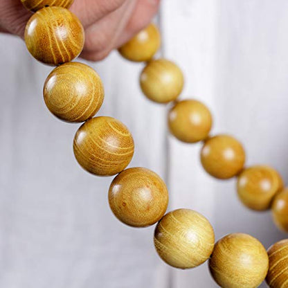 Zen Dear Natural Golden Sandalwood Mexican Bocote Mala Prayer Bead Bracelet Link Wrist Necklace Mala Beads - style: 20mm 21 beads Boutique