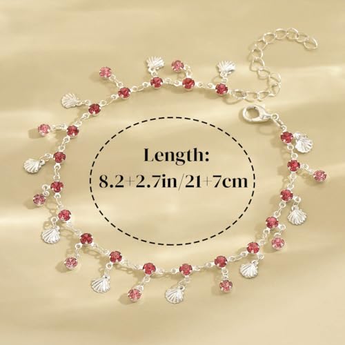 Yalice 925 Silver Plated Charm Chain Ankle Bracelets for Women Dainty Fringe Waterproof Anklets Boho Beach Wedding Foot Jewelry - color: Pink