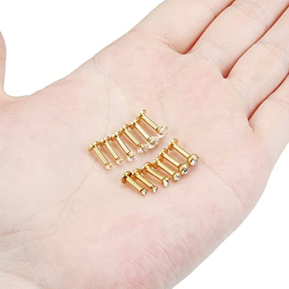 14G Lip Rings Stainless Steel Tragus Helix Conch Piercing Jewelry Snake Bite Piercing Monroe Lip Rings Labret Medusa Cartilage Lobe Earrings Piercing Jewelry Cubic Zirconia 2MM 3MM 4MM - color: 6MM-Gold,2mm/3mm/4mm