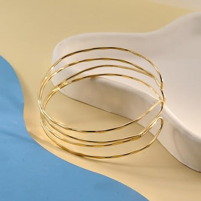 Todenb Upper Arm Cuff for Women Minimalist Adjustable Arm Band Gold Silver Arm Cuff Multi-Layer Arm Bracelet Upper Arm Jewelry - color: Gold Double Cross