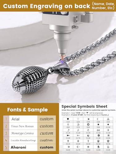 GOLDCHIC JEWELRY Sport Necklaces for Men Teen, Football Baseball Soccer Basketball Softball Necklaces with Stainless Steel Chain Athlete Jewelry Sports Fan Gift - color: American Football Pendant-Steel, style: Personalised Engraving