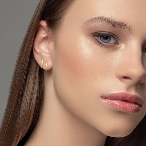 Sterling Silver Double Twist Hoop Earrings Tiny Spiral Second Hole Earrings Cartilage Double Hoop Piercing Earrings for Women Trendy -Silver & Gold - color: Gold
