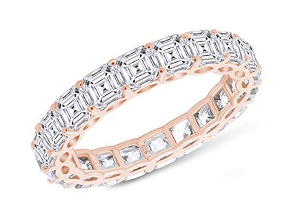 Jewel Zone US Asscher Cut White Cubic Zirconia Eternity Band Ring in 14k Gold Over Sterling Silver - color: rose-gold-plated-silver