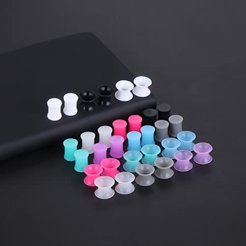 Juway Oveta Ear Gauges for Ear Silicone Ear Plugs Soft Flexible Silicone Gauge Saddle Silicone Ear Plugs and Tunnels 6mm-20mm(16 Pairs) - color: 32PCS 8mm(0GA)
