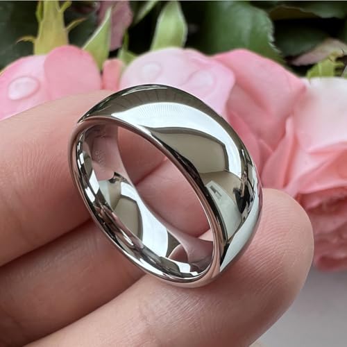 TUTISS 2mm 3mm 4mm 5mm 6mm 7mm 8mm 10mm White Tungsten Rings for Men Women Engagement Wedding Bands Domed Polished Shiny Comfort Fit - color: 8mm White Tungsten