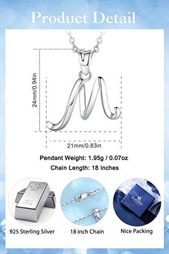 EUDORA Sterling Silver Initial Necklaces for Women, Classic 26 Letter Neckless Gifts for Girls, Sister, Mother Daughter, 18 inch Chain - style: M
