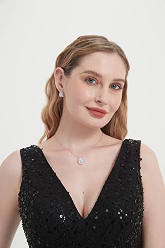 Teardrop Cubic Zirconia Jewelry Set Necklace Earrings Bracelet Bridal Wedding Jewelry for Women Bridesmaid Prom Party - color: 2 Set - Rose Gold Plated