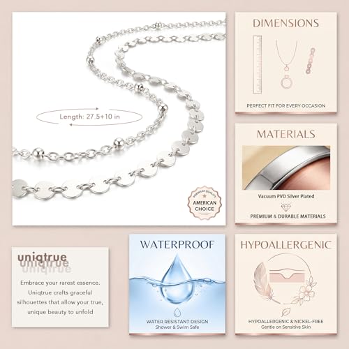 Layered Waist Chain for Women Waterproof, 14K Gold/Silver Plated Belly Chain Belt Waist Beads Chain Herringbone Snake Satellite Body Chain Beach Summer Fashion Jewelry Gift - style: Style 3-Silver