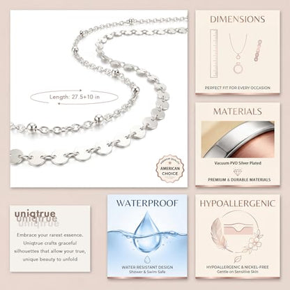 Layered Waist Chain for Women Waterproof, 14K Gold/Silver Plated Belly Chain Belt Waist Beads Chain Herringbone Snake Satellite Body Chain Beach Summer Fashion Jewelry Gift - style: Style 3-Silver