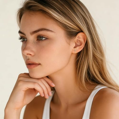 CZ Suspender Cuff Stud Earrings Wrap Earlobe Silver Post Cubic Zirconia Minimalist Jewelry for Women - color: Gold Single CZ