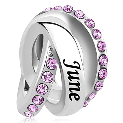 January-December Birthday Charm Compatible with Pandora Bracelets Birthstone Charms for Women Jewelry - style: 6