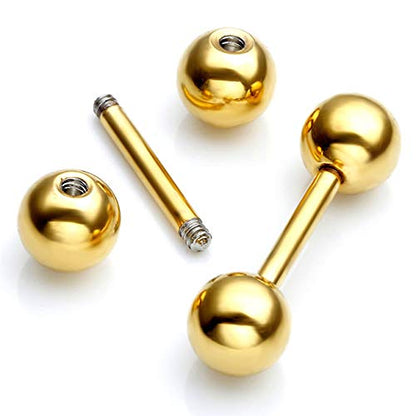 Zysta 4 Pairs Stainless Steel 14/16G Mixed Colors Body Piercing Barbells 6-16mm Post Studs Earring NippleTongue Helix Tragus Cartilage Labret Medusa Lip Eyebrow Straight Bar Ball Screw … - color: 6mm Ball,10mm Post