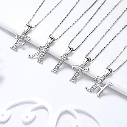 Aurora Tears Letter Necklace Initial 925 Sterling Silver Alphabet Pendant Crystal Name Gift Women Cubic Zirconia Jewelry - color: V