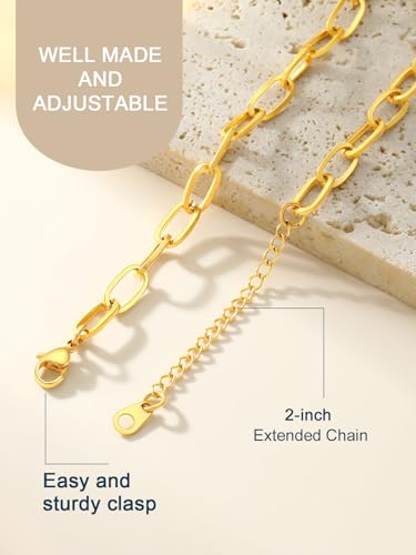 ChainsPro Stainless Steel Waterproof Anklet for Women, Adjustable Non Tarnish Layered Anklets, Trendy Dainty Cuban Link Ankle Bracelet Beach Jewelry Gifts for Swimming & Daily Wear (8.5+2 inches) - style: 1pc-Style-A-Gold