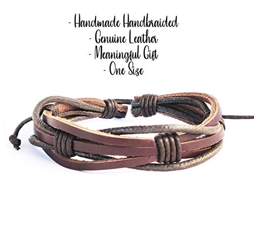 Mens Leather Bracelet Braided Brown Rustic Gift For Dad Fathers Day Cuff Wrist Band Rope Bracelet for Guys