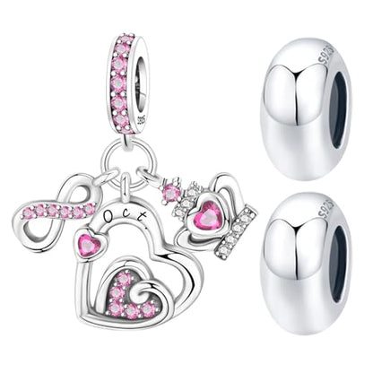 3PCS Birthstone Stone Charms for Charms Bracelet 925 Sterling Silver Infinity Love Heart Crown Dangle Charms Spacer Stopper Beads for Bracelets and Necklaces, Birthday Mother's Day Christmas Gifts For Women. - color: 10 Oct. 3PCS