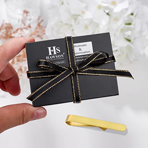 HAWSON Skinny Tie Clip Bar Set, 2 Inch Tie Clip for Men - Wedding, Meeting, Party Gift Set - color: 1 pcs Brushed Gold