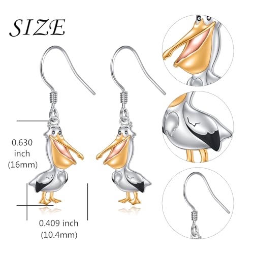 S925 Sterling Silver Cute Bird Earrings for Women Jewelry - color: White-Pelican