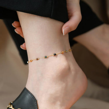 MODRSA Toe Rings for Women Toe Rings and Anklets for Women Toe Ring Adjustable Toe Rings Silver Rose Gold - color: F1-Anklet - Colorful Beads gold