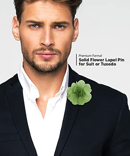 Premium Men's Formal Solid Color Flower Lapel Pin - Boutonniere for Men, Brooch Pin - color: Sage