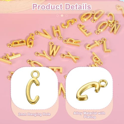 uxcell Letter Charm, Alloy Letter Initial Alphabet Charm for DIY Craft Jewelry Making Bracelets Earrings Necklace - color: Gold - C