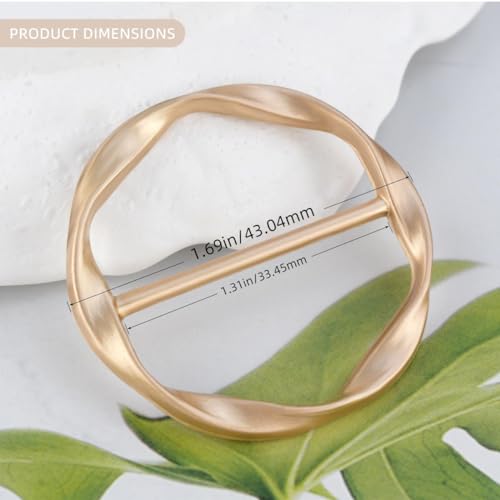 Tie Clips for Women & Girls - Twist Tee Knot Scarf Clip Waist Clothes Corner Knotted Button Fashion Metal Circle Buckle Alloy Clothing Ring Wrap Holder Round Scarves Clasp