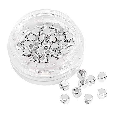 Silver Plated Cube Spacer Beads Round 3x3mm 50pcs for Jewelry Making Findings Non Tarnish - color: Silver, size: 3x3mm Round Cube