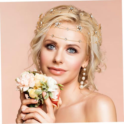 Beaupretty Bling Rhinestone Star Crown, Star Crystal Tiara and Crown Bridal Headpiece Alloy Hairband Wedding Jewelry for Women Girls, Golden - color: Golden
